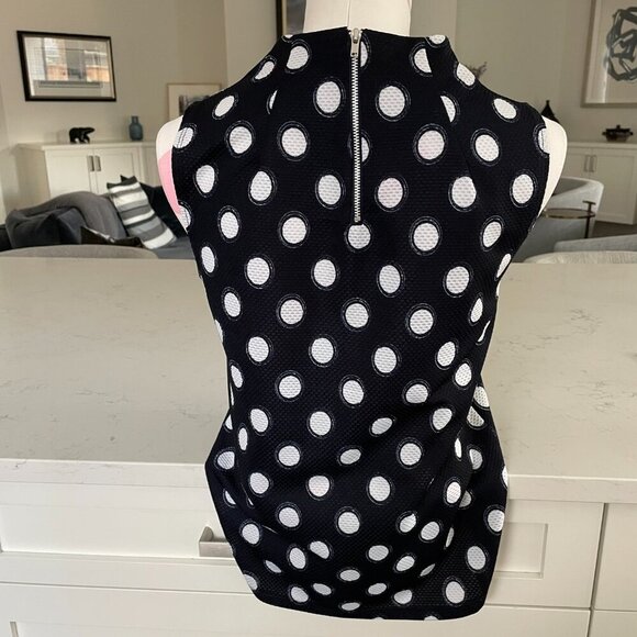 Brody Myles Sleeveless Circle Pattern Golf Top Navy White XS/S no sz/fabric tag - Picture 6 of 11